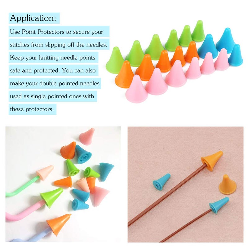 LOKUNN 20 PCS Knitting Needles Point Protectors/Stoppers with Plastic Box, Include 10 Small & 10 Large, Knit Needle Tip Covers for Beginners Knitting Craft DIY - Image 4